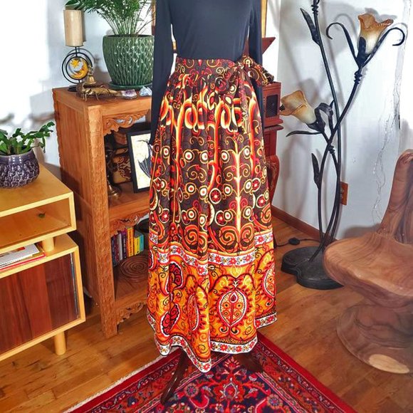 Vintage Dresses & Skirts - Vintage 70s Miss Mignon Psychedelic Maxi Skirt